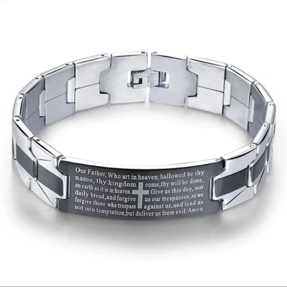 NEW  stainless steel Lord’s Prayer Christian men’s bracelet jewelry gift B21